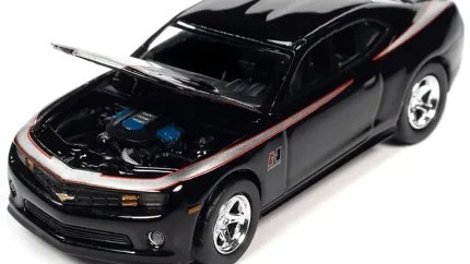 2010 Chevrolet Camaro Hurst Edition 1/64 Diecast Model - Limited Black with Red & Silver Stripes by Auto World