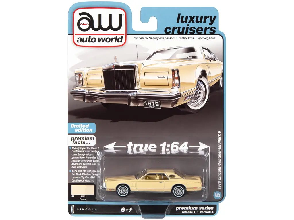 1979 Lincoln Continental Mark V Cream Diecast Model 1/64 – Luxury Cruisers Limited Edition by Auto World