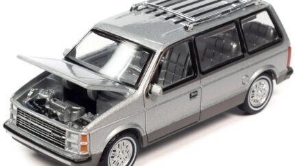 1985 Plymouth Voyager Minivan Diecast 1/64 Model - Radiant Silver Metallic Limited Edition by Auto World