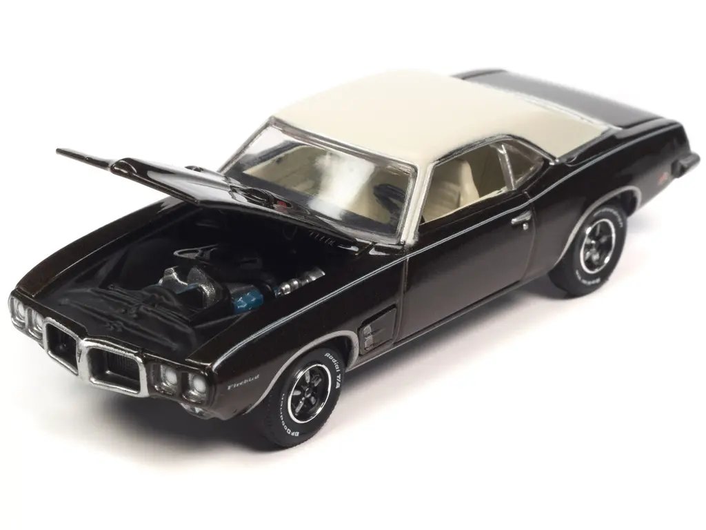 Diecast Model Cars wholesale toys dropshipper drop shipping 1969 Pontiac Firebird Espresso Brown Metallic with White Top Vintage Muscle Limited Edition 1/64 Auto World 64402-AWSP133A drop shipping wholesale drop ship drop shipper dropship dropshippin Limited Edition 1969 Pontiac Firebird Diecast Model - Espresso Brown Metallic & White Top by Auto World