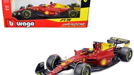 Ferrari F1-75 #16 Charles Leclerc Giallo Modena 2nd Place Italian GP 2022 1/18 Diecast by Bburago