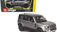2022 Land Rover Defender 110 Diecast Model 1/24 - Dark Silver Metallic with Sunroof by Bburago