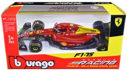 Ferrari F1-75 #55 Carlos Sainz Giallo Modena 1/43 Diecast Model - Italian GP 2022 by Bburago