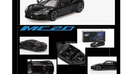 Exclusive Maserati MC20 Nero Enigma Black 1/64 Diecast Model by BBR Models