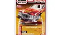 Limited Edition 1976 Cadillac Coupe DeVille 1/64 Diecast Model - Burgundy & White Custom Lowrider by Auto World