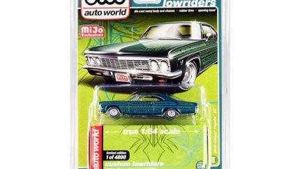 1966 Chevrolet Impala SS Blue Metallic Custom Lowriders 1/64 Diecast Model by Auto World - Limited Edition 4800 Pieces
