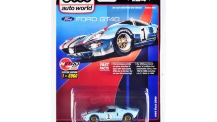 Limited Edition 1966 Ford GT40 RHD 1/64 Diecast Model - Light Blue with Stripes by Auto World