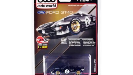 Limited Edition 1966 Ford GT40 RHD Diecast Model - Black & Silver, 1/64 Scale by Auto World