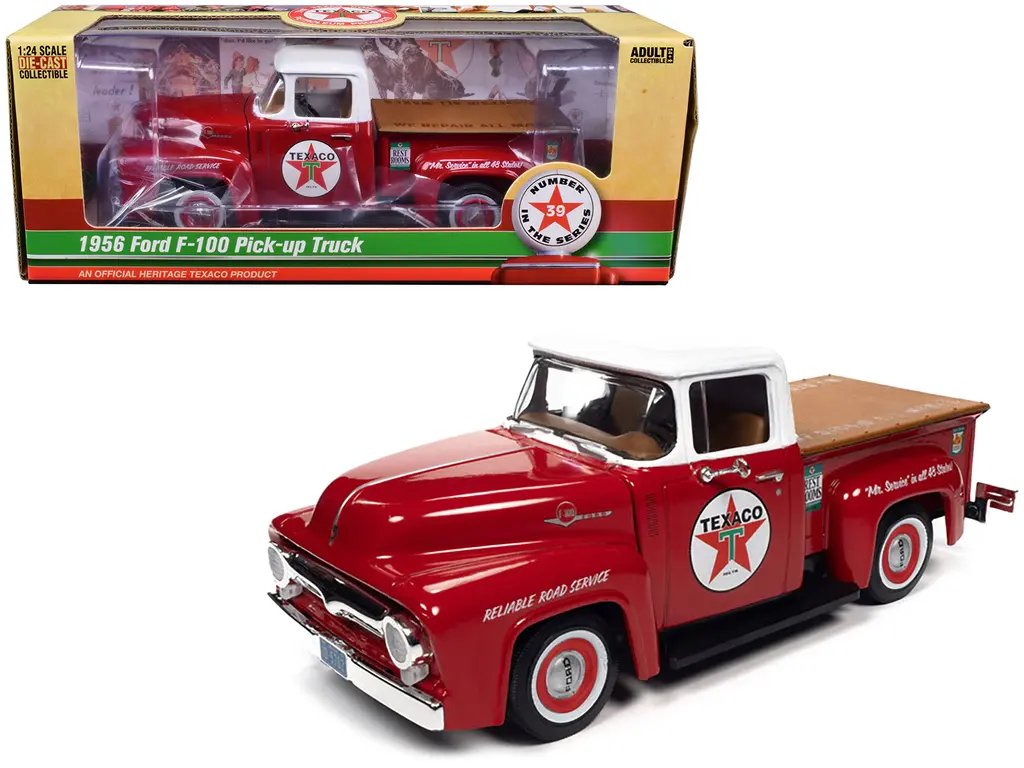 1956 Ford F-100 Texaco Road Service Diecast Model 1/24 by Auto World 3 1956 Ford F-100 Texaco Road Service Diecast Model 1/24 by Auto World - Image 3