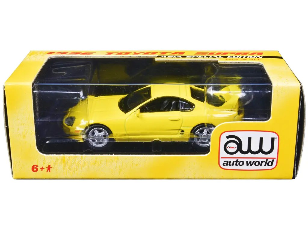 1996 Toyota Supra Yellow Asia Special Edition 1/64 Diecast Model by Auto World
