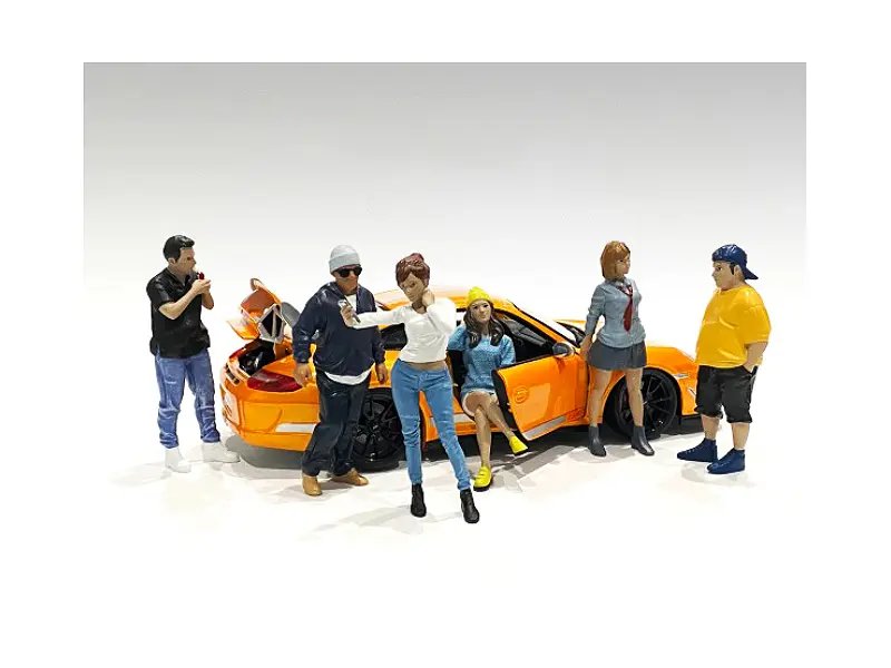 American Diorama Car Meet 1 Figurine Set – 6 Piece 1/18 Scale Model Accessories