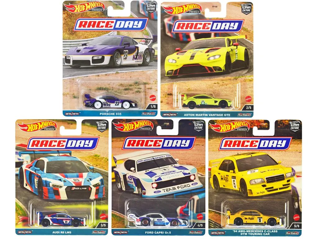 Hot Wheels ‘Race Day’ 5-Piece Diecast Car Set – Car Culture Series Collectibles