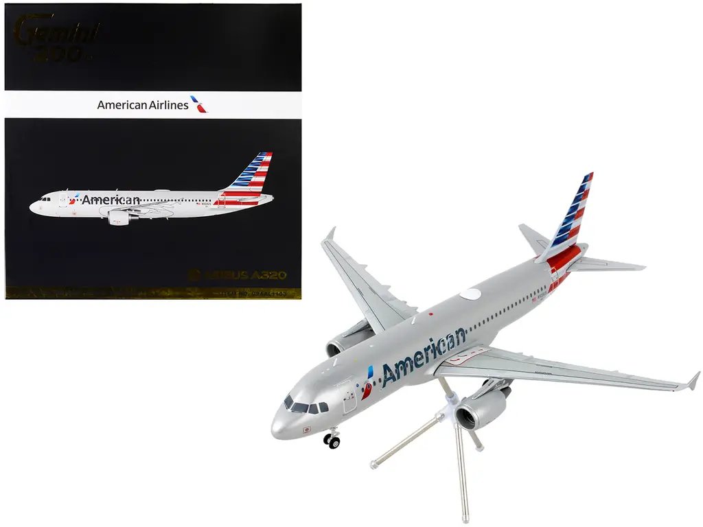 GeminiJets 1/200 Diecast Model: American Airlines Airbus A320-200 Silver 2 GeminiJets 1/200 Diecast Model: American Airlines Airbus A320-200 Silver - Image 2