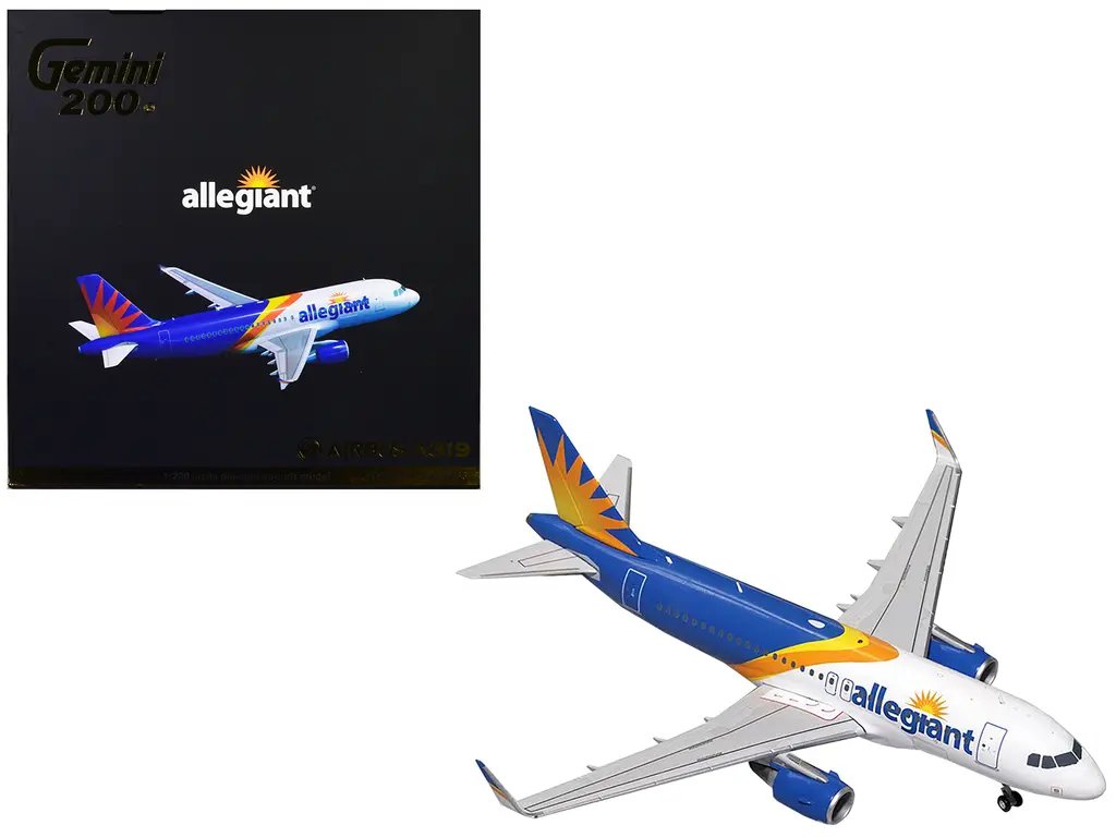 GeminiJets 1/200 Diecast Model: Allegiant Air Airbus A319 with Blue Tail