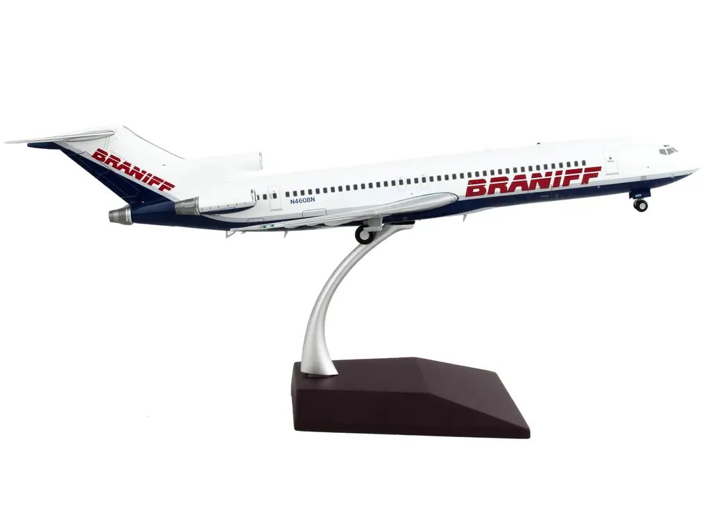 GeminiJets 1/200 Diecast Boeing 727-200 Braniff Airways Model – White & Blue