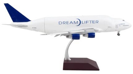 GeminiJets 1/200 Boeing 747LCF Dreamlifter Diecast Model - White & Blue Tail