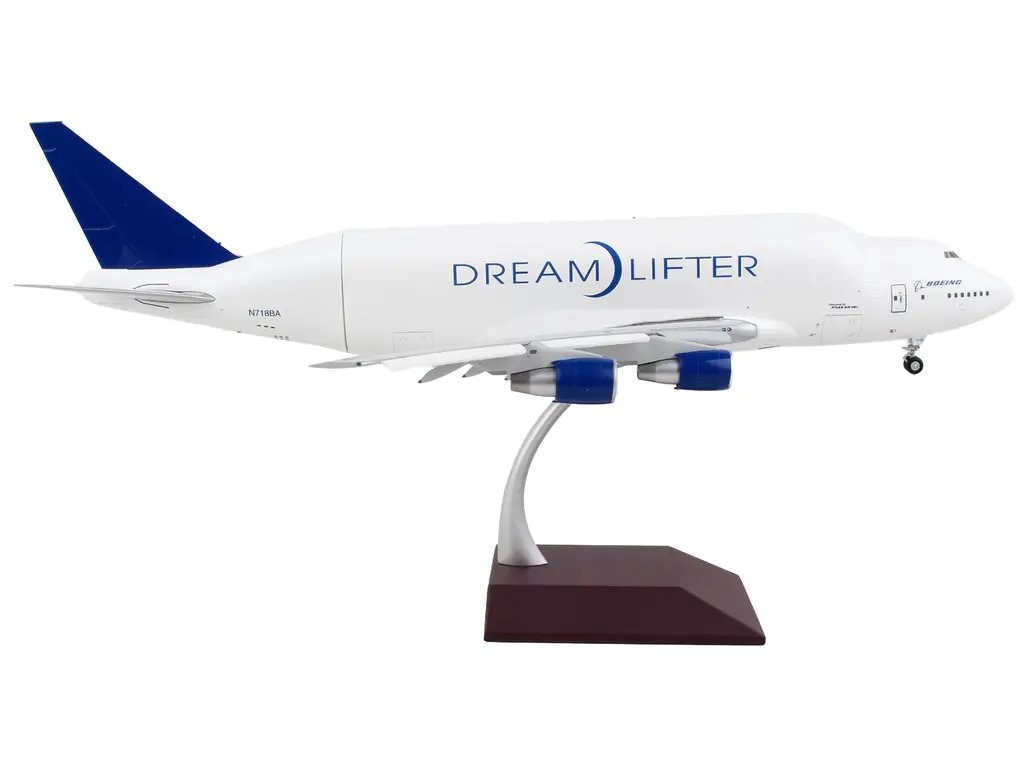 GeminiJets 1/200 Boeing 747LCF Dreamlifter Diecast Model – White & Blue Tail