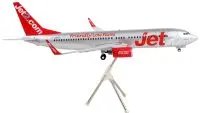 GeminiJets 1/200 Diecast Boeing 737-800 Jet2.Com Model Airplane - Silver & Red Tail