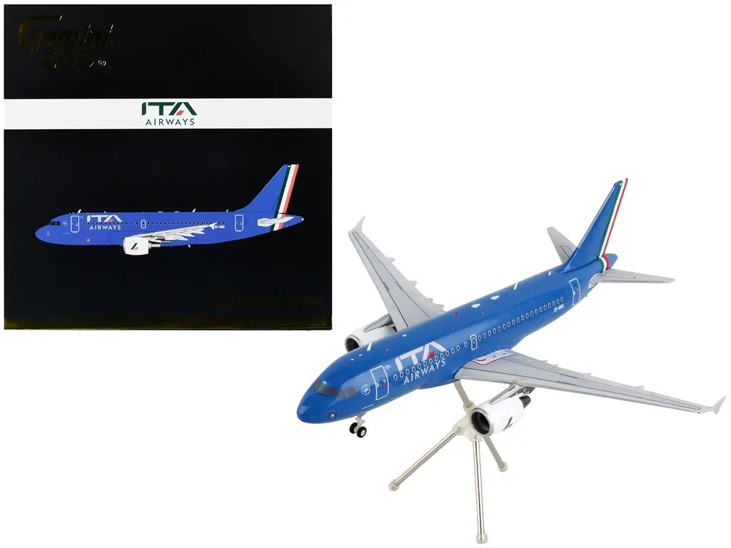 GeminiJets 1/200 Diecast Airbus A319 ITA Airways Blue Model Airplane 2 GeminiJets 1/200 Diecast Airbus A319 ITA Airways Blue Model Airplane - Image 2