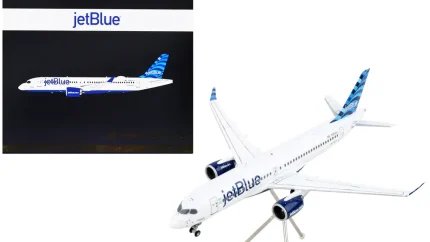 GeminiJets 1/200 Diecast Model: JetBlue Airbus A220-300 with Blue Tail