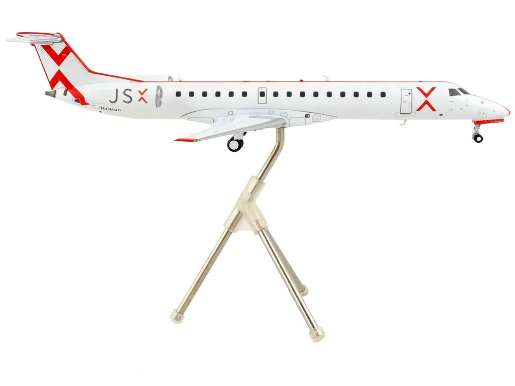 GeminiJets 1/200 Diecast Model: Embraer ERJ-145 JetSuiteX White with Red Stripes