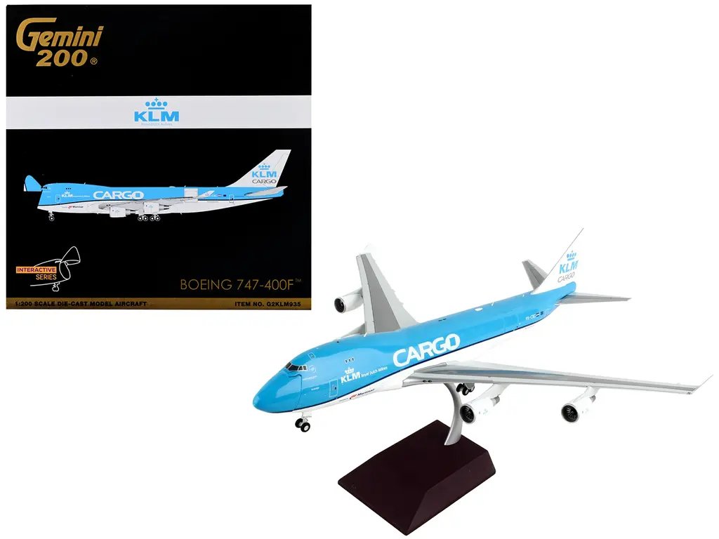 GeminiJets 1/200 Diecast Model: KLM Boeing 747-400F Cargo Plane - Gemini 200 Series 3 GeminiJets 1/200 Diecast Model: KLM Boeing 747-400F Cargo Plane - Gemini 200 Series - Image 3