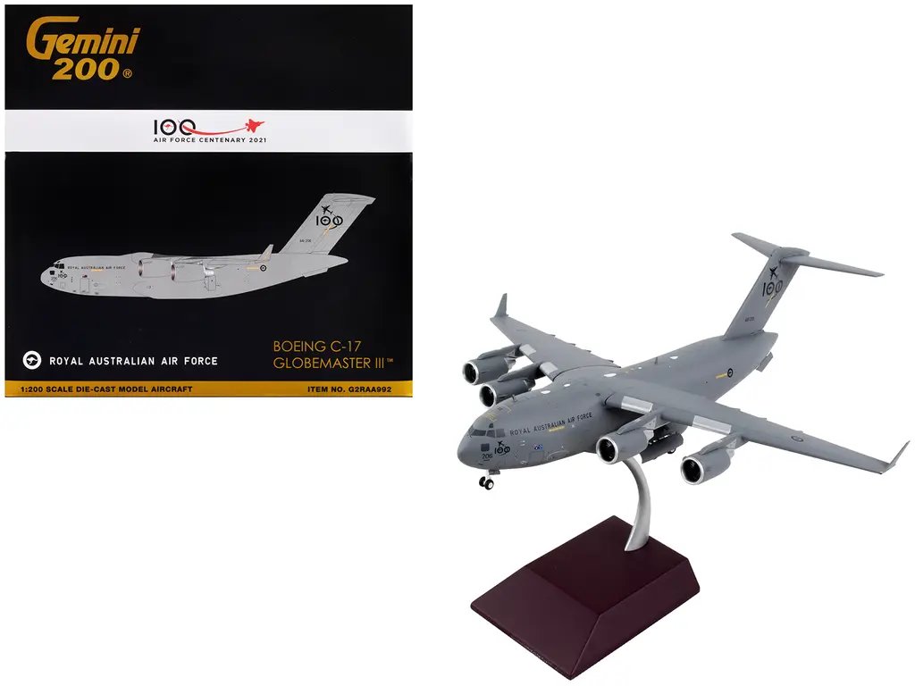 GeminiJets 1/200 Diecast Boeing C-17 Globemaster III RAAF 100th Anniversary Model 3 GeminiJets 1/200 Diecast Boeing C-17 Globemaster III RAAF 100th Anniversary Model - Image 3