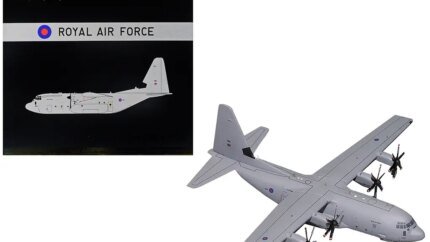 GeminiJets 1/200 Diecast Lockheed C-130J Super Hercules RAF Gray Model Airplane