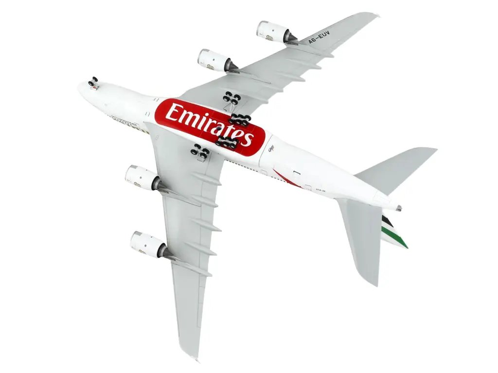 GeminiJets 1/200 Diecast Model: Emirates Airbus A380-800 A6-EUV with Striped Tail