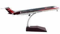 GeminiJets 1/200 Diecast McDonnell Douglas MD-82 USAir Model Airplane - Silver with Red Stripes