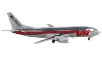 GeminiJets 1/400 Diecast Boeing 737-300 Western Airlines Silver with Red Stripes Model