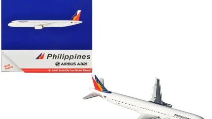 GeminiJets 1/400 Diecast Model: Philippine Airlines Airbus A321 with Tail Graphics