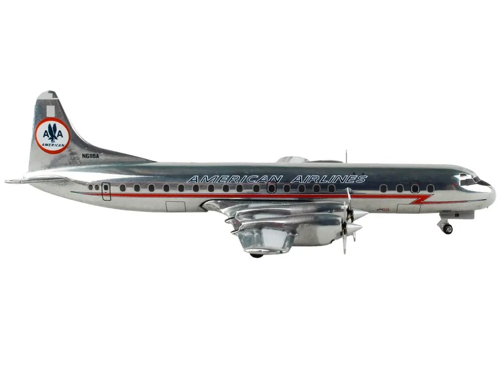 GeminiJets 1/400 Lockheed L-188 Electra American Airlines Diecast Model with Red Stripes