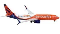 GeminiJets 1/400 Diecast Model: Sun Country Airlines Boeing 737-800 in Orange & Blue