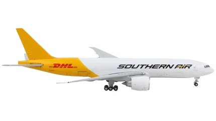 Boeing 777F Commercial Aircraft "Southern Air - DHL" White and Yellow 1/400 Diecast Model Airplane by GeminiJets