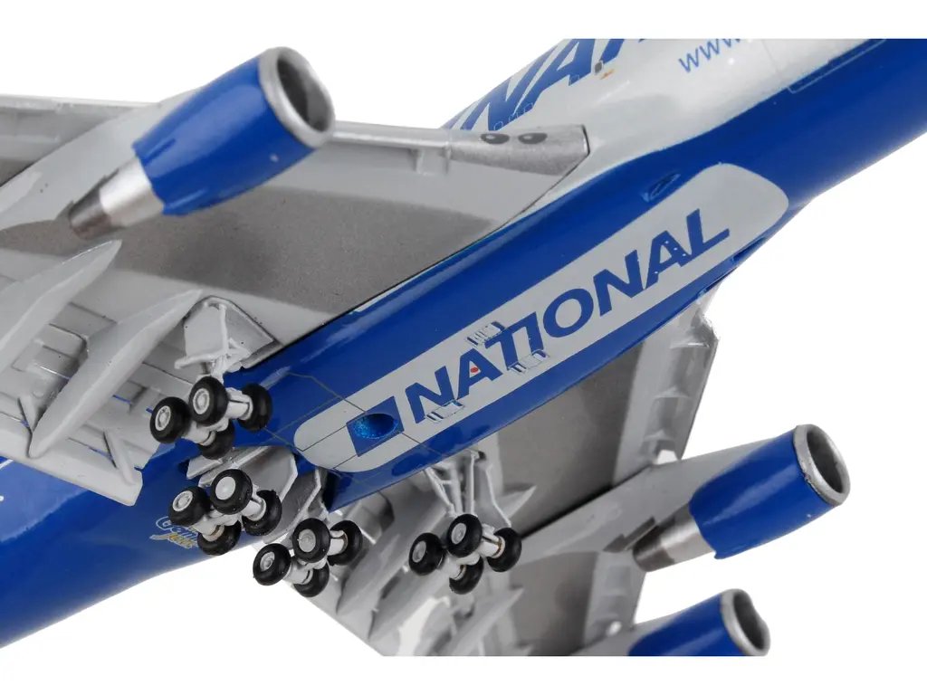 GeminiJets 1/400 Diecast Boeing 747-400F 'National Airlines' Model - Flaps Down, Gray & Blue 2 GeminiJets 1/400 Diecast Boeing 747-400F 'National Airlines' Model - Flaps Down, Gray & Blue - Image 2