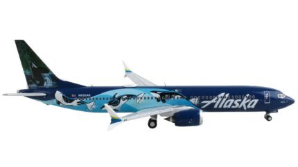 GeminiJets 1/400 Alaska Airlines Boeing 737 MAX 9 Diecast Model with Orca Graphics