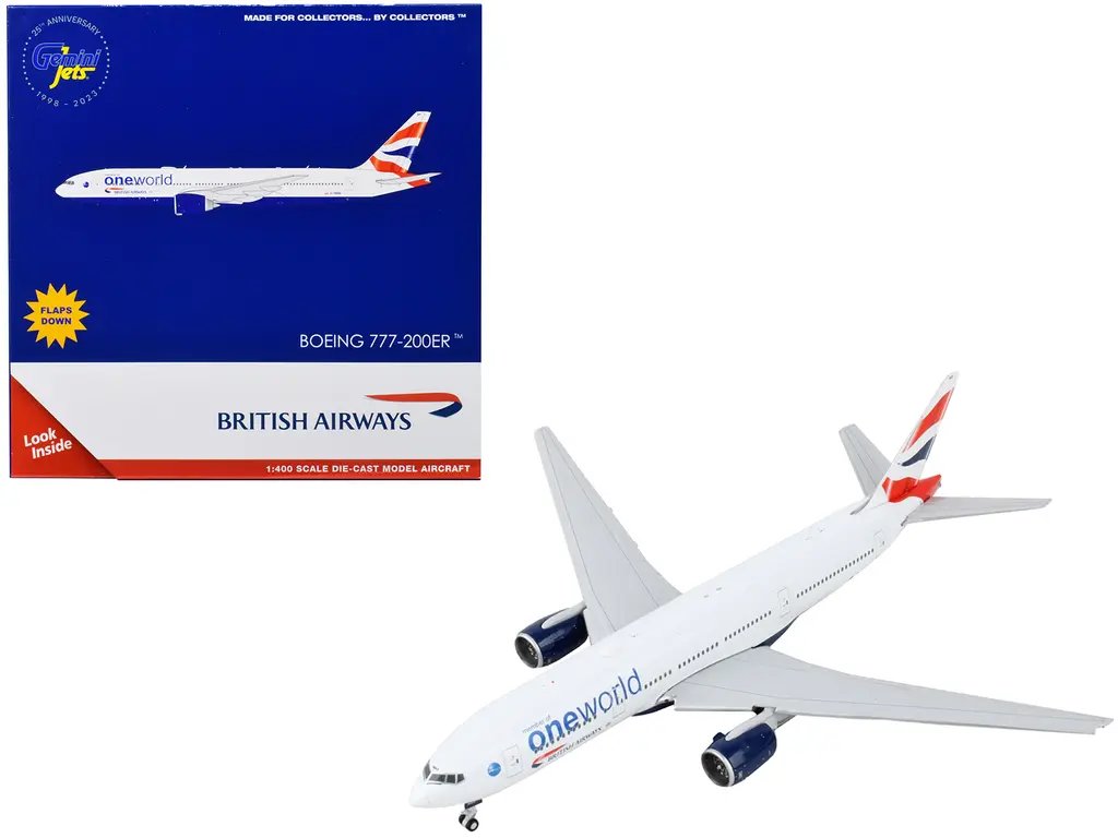 GeminiJets 1/400 Diecast Boeing 777-200ER British Airways OneWorld Model Airplane 2 GeminiJets 1/400 Diecast Boeing 777-200ER British Airways OneWorld Model Airplane - Image 2