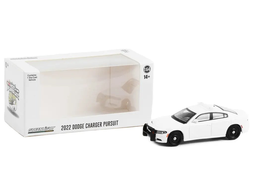 2022 Dodge Charger Pursuit 1/64 Diecast Model – White Hot Pursuit by Greenlight