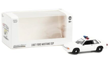 1987-1993 Ford Mustang SSP Police Car Diecast 1/64 by Greenlight - Hot Pursuit Series