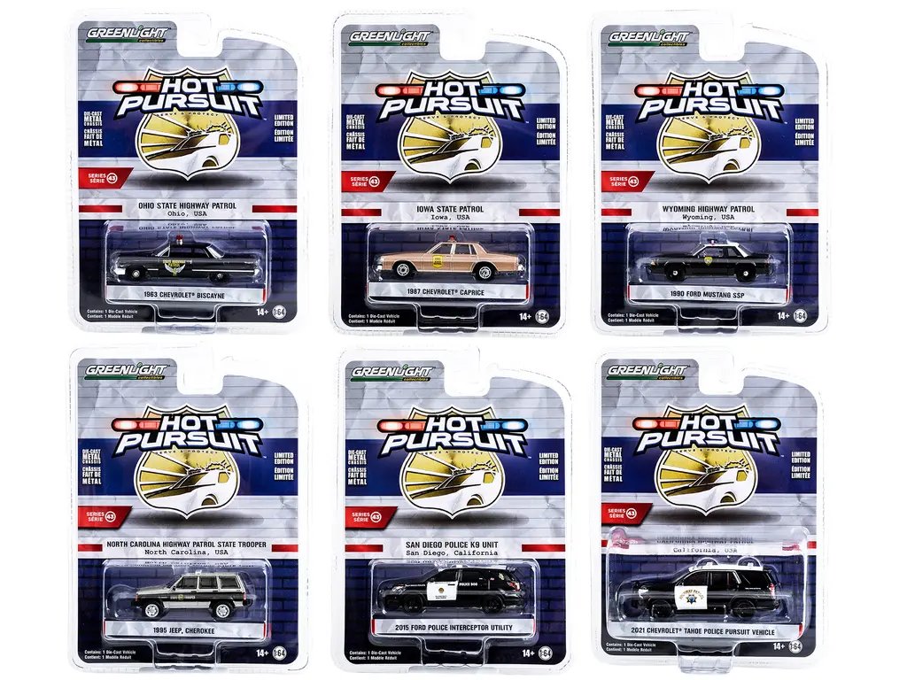 Hot Pursuit Series 43: Set of 6 Greenlight 1/64 Diecast Police Cars