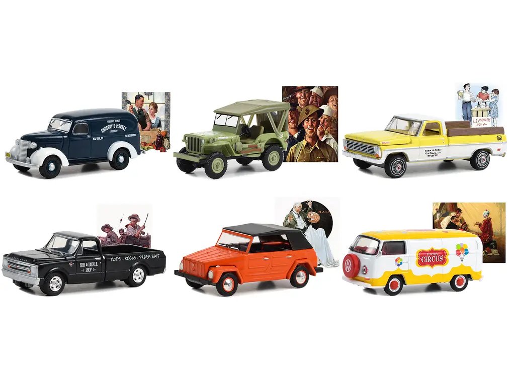 Collectible Norman Rockwell Series 5 Diecast Model Cars Set by Greenlight – 1/64 Scale