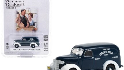 Vintage 1939 Chevrolet Panel Truck in Dark Blue & White - Classic Grocery Hauler