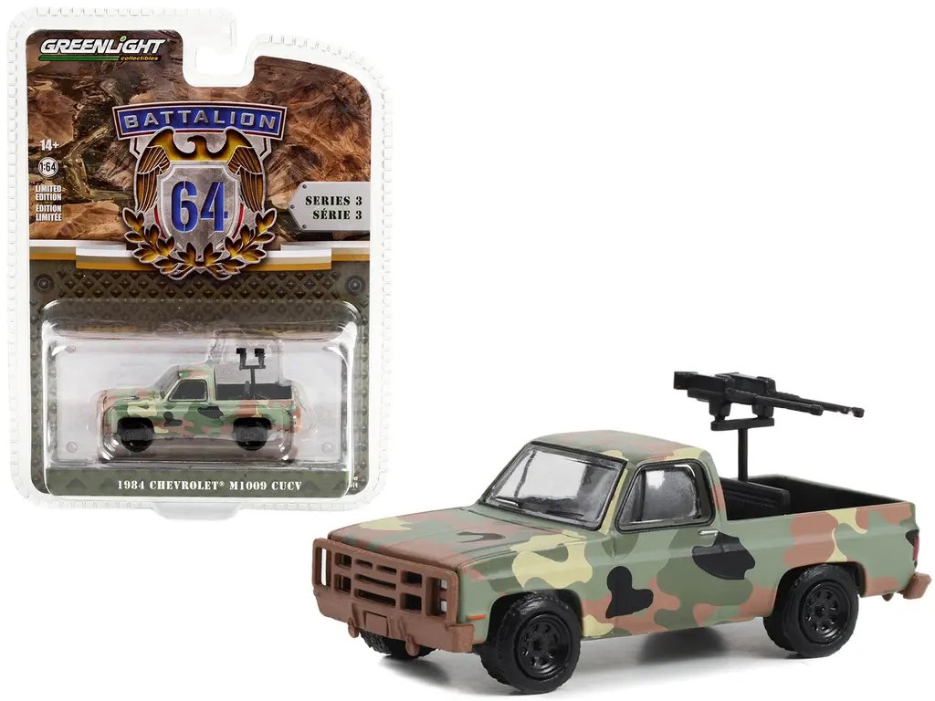 1984 Chevrolet M1009 CUCV Diecast Model with Machine Guns – Greenlight Battalion 64 Series 3