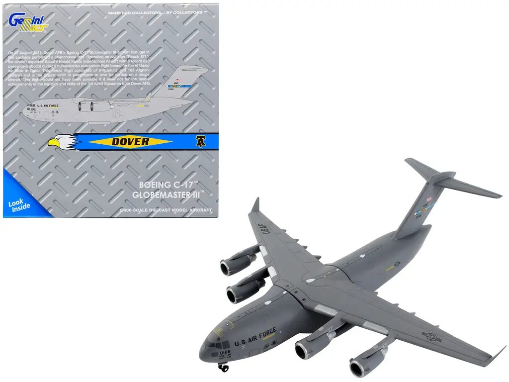 GeminiJets 1/400 Diecast McDonnell Douglas C-17 Globemaster III 436th AW Eagle Wing Model 3 GeminiJets 1/400 Diecast McDonnell Douglas C-17 Globemaster III 436th AW Eagle Wing Model - Image 3