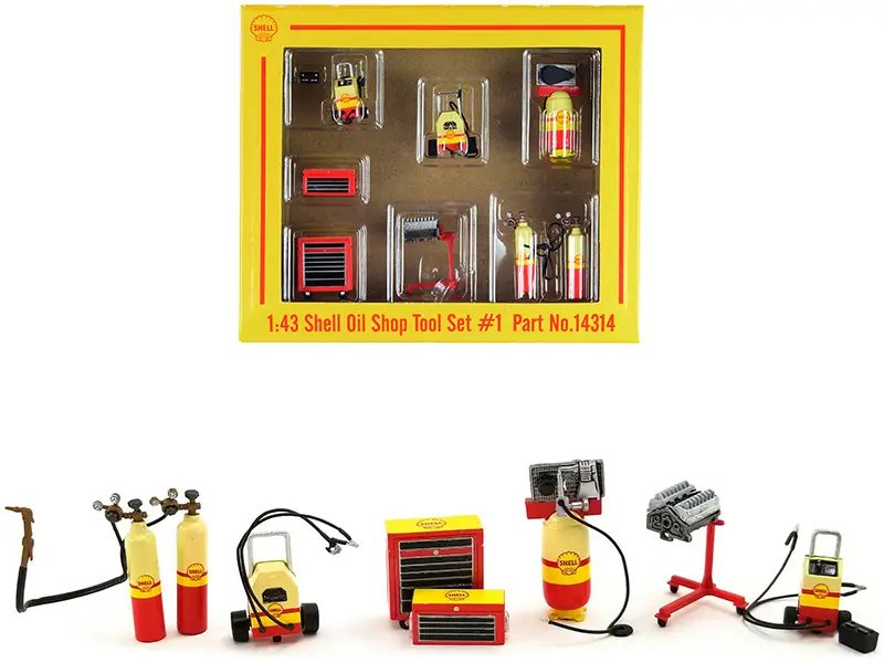 “Shell Oil” Shop Tools Set of 7 pieces 1/43 Diecast Models by GMP