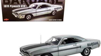 Limited Edition 1970 Plymouth GTX Drag Car 1/18 Diecast Model - Gray Metallic with Black Stripes by GMP