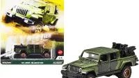 2020 Jeep Gladiator Rubicon Pickup Truck with Two Motorcycles Green Metallic and Gray "Hyper Haulers" Series Diecast Model Car by Hot Wheels