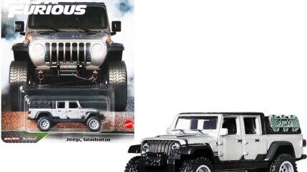 Silver Metallic Jeep Gladiator Pickup Truck with Black Top & Accessories – Fast and Rugged