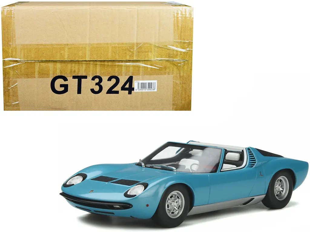 1968 Lamborghini Miura Roadster Light Blue Metallic 1/18 Model Car – Limited Edition by GT Spirit 4 1968 Lamborghini Miura Roadster Light Blue Metallic 1/18 Model Car – Limited Edition by GT Spirit - Image 4